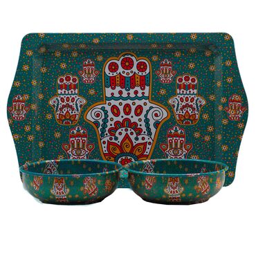 Wholesale Fatımanın Eli Themed Metal Tray Bowl Set