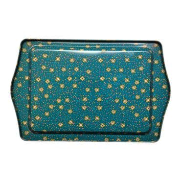Wholesale Fatima's Hand Themed Mini Metal Tray (25*16 Cm) Double Sided Printed - 03 - 3
