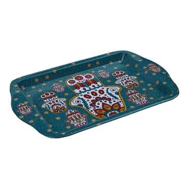 Wholesale Fatima's Hand Themed Mini Metal Tray (25*16 Cm) Double Sided Printed - 03 - 4