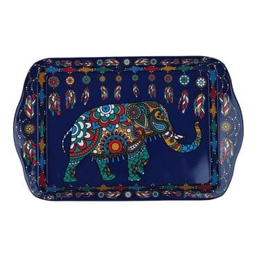 Toptan Fil Temalı Mi̇ni̇ Metal Tepsi̇ (25*16 Cm) Çi̇ft Yön Baskili