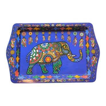 Toptan Fil Temalı Mi̇ni̇ Metal Tepsi̇ (25*16 Cm)