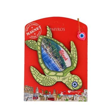 Wholesale Göcek Themed Myros Carded UV Wooden Refrigerator Magnet