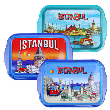 Wholesale Istanbul Themed Double Sided Printed Tray 23x30 CM - 3