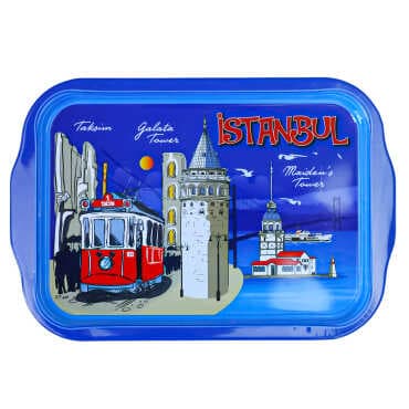 Wholesale Istanbul Themed Double Sided Printed Tray 23x30 CM - 7