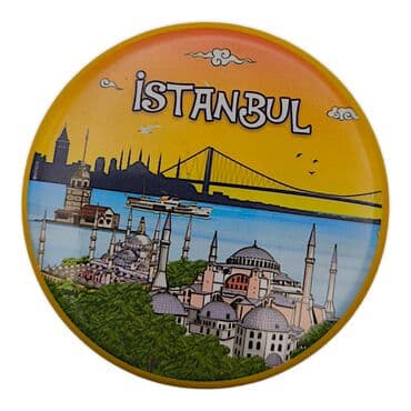 Toptan İstanbul Temalı Myros Metal Kutu Mum 73x35 mm