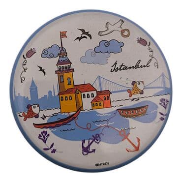 Wholesale İstanbul Themed Myros Metal Tin Candle 73x35 mm - 7