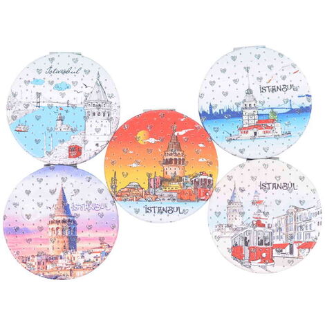 Toptan İstanbul Temalı Myros Yuvarlak Pu Ayna 72x11 mm - 4