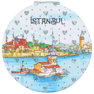 Toptan İstanbul Temalı Myros Yuvarlak Pu Ayna 72x11 mm - 7