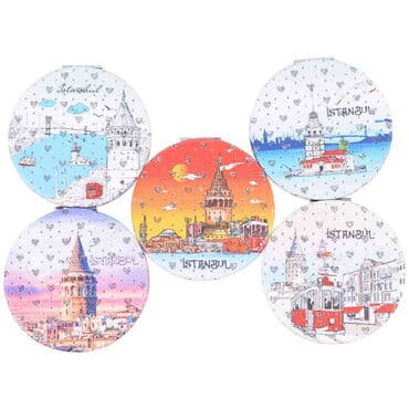 Wholesale Istanbul Themed Myros Round Customized PU Mirror 72x11 mm - 4