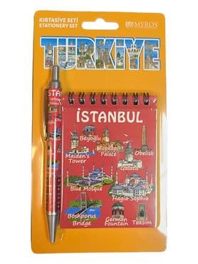 Wholesale Istanbul Themed Notebook and Push Button Ballpoint Pen Set