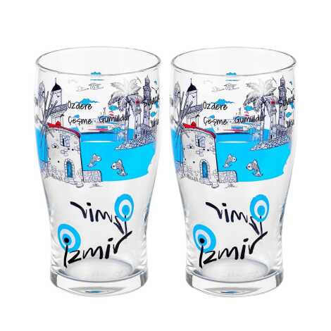 Toptan İzmir Temalı Bi̇ra Bardaği 2'li̇ Set - 2