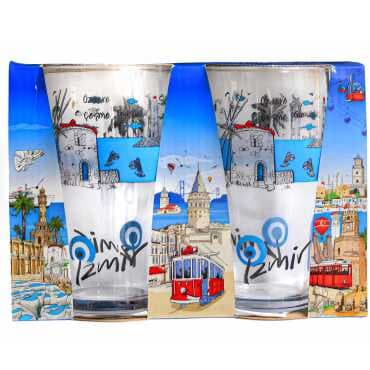 Wholesale Izmir Themed Beer Glass 2 Piece Set