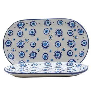 Wholesale Embossed Evil Eye Boat Shaped Plate 112X190X20 MM
