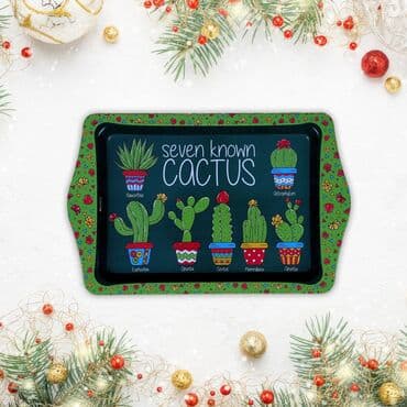 Wholesale Cactus Themed Mini Metal Tray (25*16 Cm)