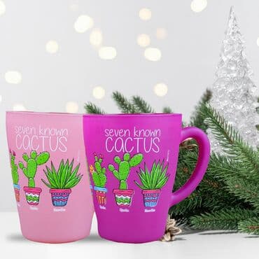 Wholesale Cactus Themed Oval Glass Mug 27 Cl - 3