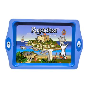 Myros - Wholesale Kusadasi Themed Mini Metal Tray (25*16 Cm)