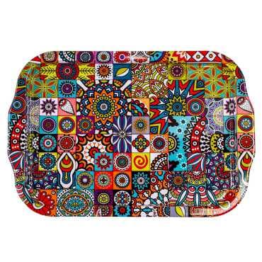 Wholesale Mandala Themed Double Sided Printed Tray 23x30 CM - 3