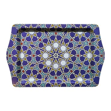 Myros - Toptan Mandala Temalı Mi̇ni̇ Metal Tepsi̇ (25*16 Cm)