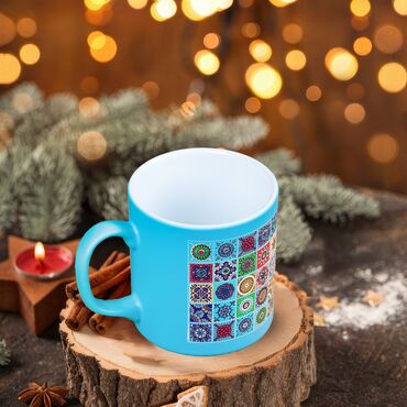 Wholesale Mandala Themed Ceramic Colorful Mug - 01 - 4