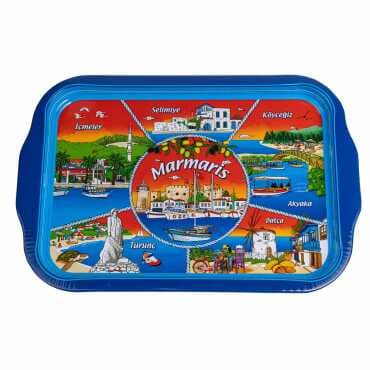 Wholesale Marmaris Themed Double Sided Printed Tray 23x30 CM