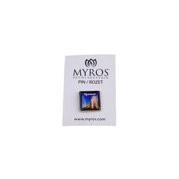 Wholesale Marmaris Themed Myros Square Badge 18x18 mm