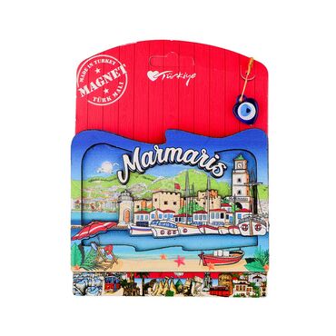 Wholesale Marmaris Themed Myros Carded UV Printed Wooden Refrigerator Magnet - 14