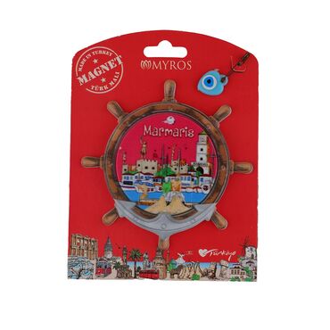 Wholesale Marmaris Themed Myros Carded UV Printed Wooden Refrigerator Magnet - 29