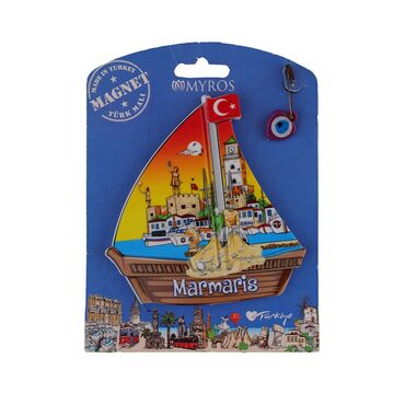 Wholesale Marmaris Themed Myros Carded UV Printed Wooden Refrigerator Magnet - 8