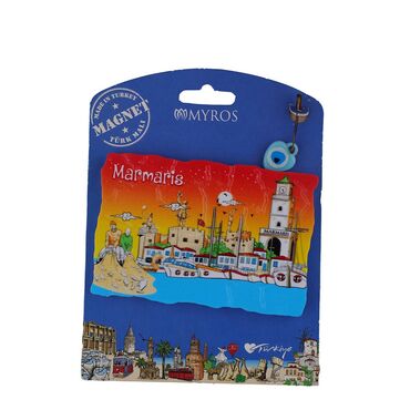 Wholesale Marmaris Themed Myros Carded UV Printed Wooden Refrigerator Magnet - 6