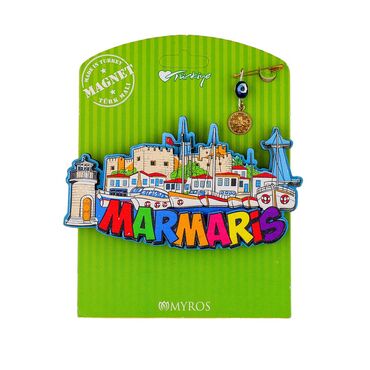 Wholesale Marmaris Themed Myros Carded UV Printed Wooden Refrigerator Magnet - 4