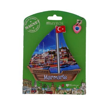 Wholesale Marmaris Themed Myros Carded UV Printed Wooden Refrigerator Magnet - 31