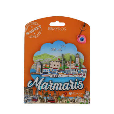 Wholesale Marmaris Themed Myros Carded UV Printed Wooden Refrigerator Magnet - 2