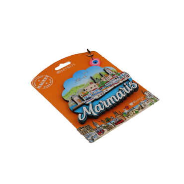 Wholesale Marmaris Themed Myros Carded UV Printed Wooden Refrigerator Magnet - 21