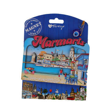 Wholesale Marmaris Themed Myros Carded UV Printed Wooden Refrigerator Magnet - 10
