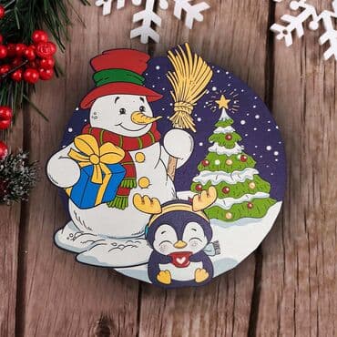 Wholesale Curious Snowman Wooden Coaster