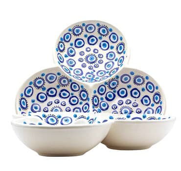 Wholesale Nazar Themed Embossed Set of 3 Round Snack Bowls Medium 13 cm