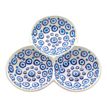 Wholesale Nazar Themed Embossed Set of 3 Round Snack Bowls Medium 13 cm - 2