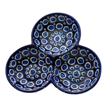 Wholesale Nazar Themed Embossed Set of 3 Round Snack Bowls Medium 13 cm - 5