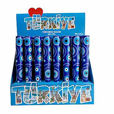 Toptan Nazar Temalı Kapakli Tükenmez Kalem - Myros