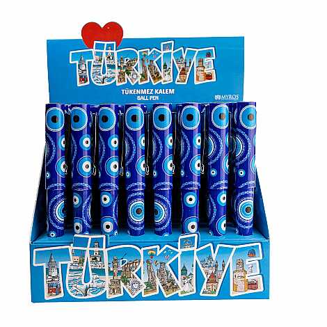 Toptan Nazar Temalı Kapakli Tükenmez Kalem - 1