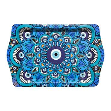 Wholesale Evil Eye Themed Mini Metal Tray (25*16 Cm)