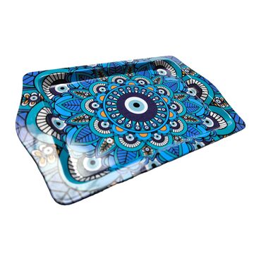Toptan Nazar Temalı Mi̇ni̇ Metal Tepsi̇ (25*16 Cm) - 6