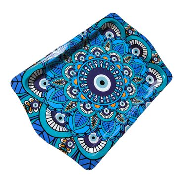Toptan Nazar Temalı Mi̇ni̇ Metal Tepsi̇ (25*16 Cm) - 7