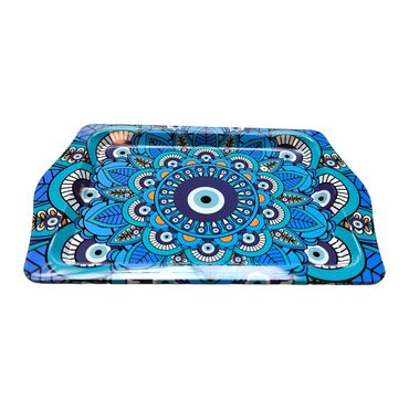 Toptan Nazar Temalı Mi̇ni̇ Metal Tepsi̇ (25*16 Cm) - 12
