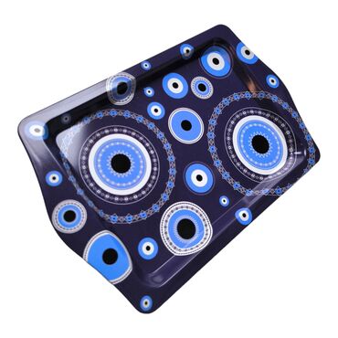 Toptan Nazar Temalı Mi̇ni̇ Metal Tepsi̇ (25*16 Cm) - 8
