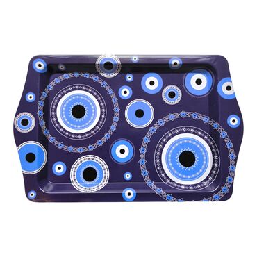 Toptan Nazar Temalı Mi̇ni̇ Metal Tepsi̇ (25*16 Cm) - 4