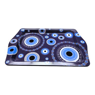 Toptan Nazar Temalı Mi̇ni̇ Metal Tepsi̇ (25*16 Cm) - 15