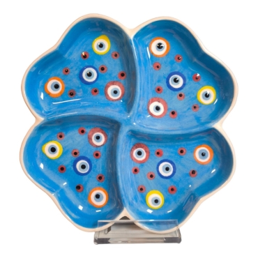 Wholesale Evil Eye Themed Ceramic Four Leaf Clover Snack Bowls Set of 4