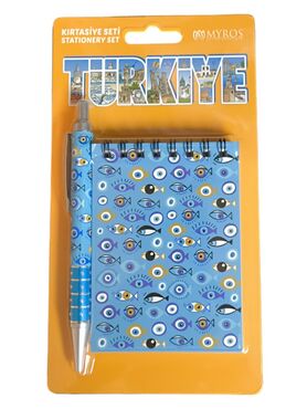 Wholesale Evil Eye Themed Notebook and Retractable Ballpoint Pen Set