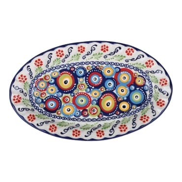 Toptan Nazar Temalı Oval Kayik Tabak 30x18x4 Cm 